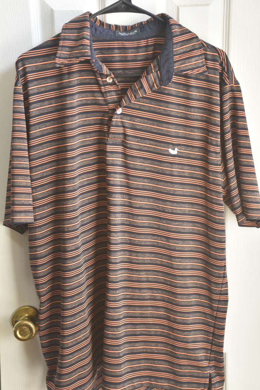 Southern Marsh Striped Polo Shirt Orange Black Size Lg LSC159